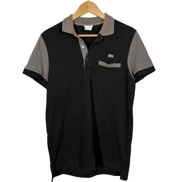 Lacoste Polo Shirt Short Sleeve Black Gray Casual Top Pullover - 5 / S - Picture 1 of 5